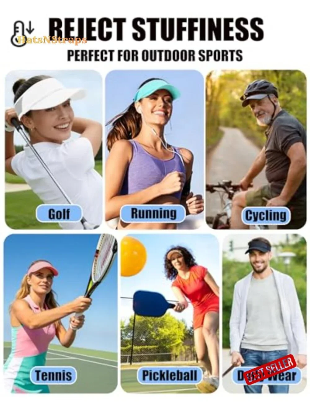 UV Protection Stretchy Visor Hat for Running Tennis Golf
